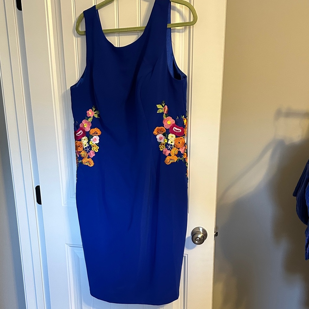 Chi Chi London Royal Blue Dress with Floral Embroidery